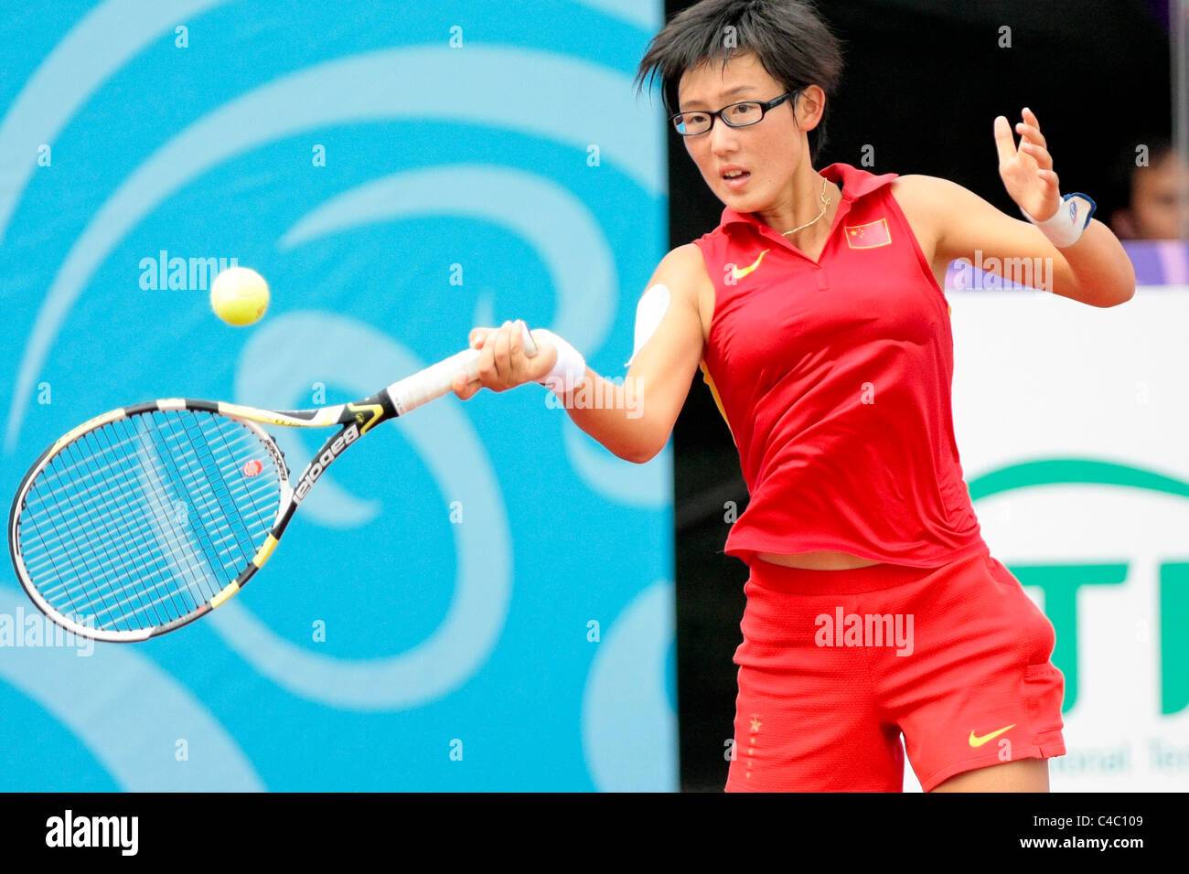 Team China's Zheng Saisai competing in the Womens' Doubles Finals Stock