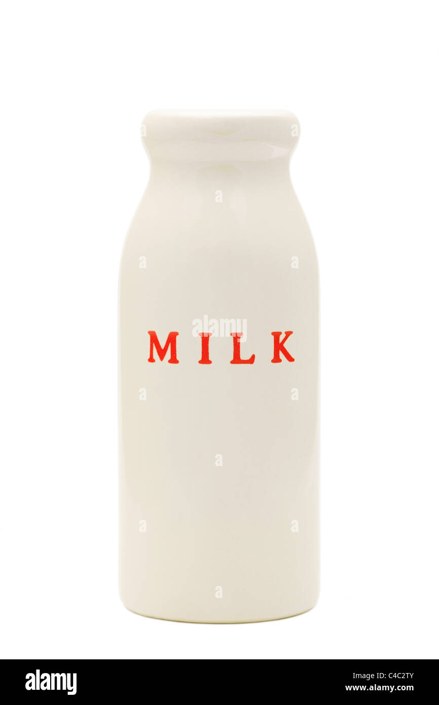 Milk bottle isolated on white background Stock Photo