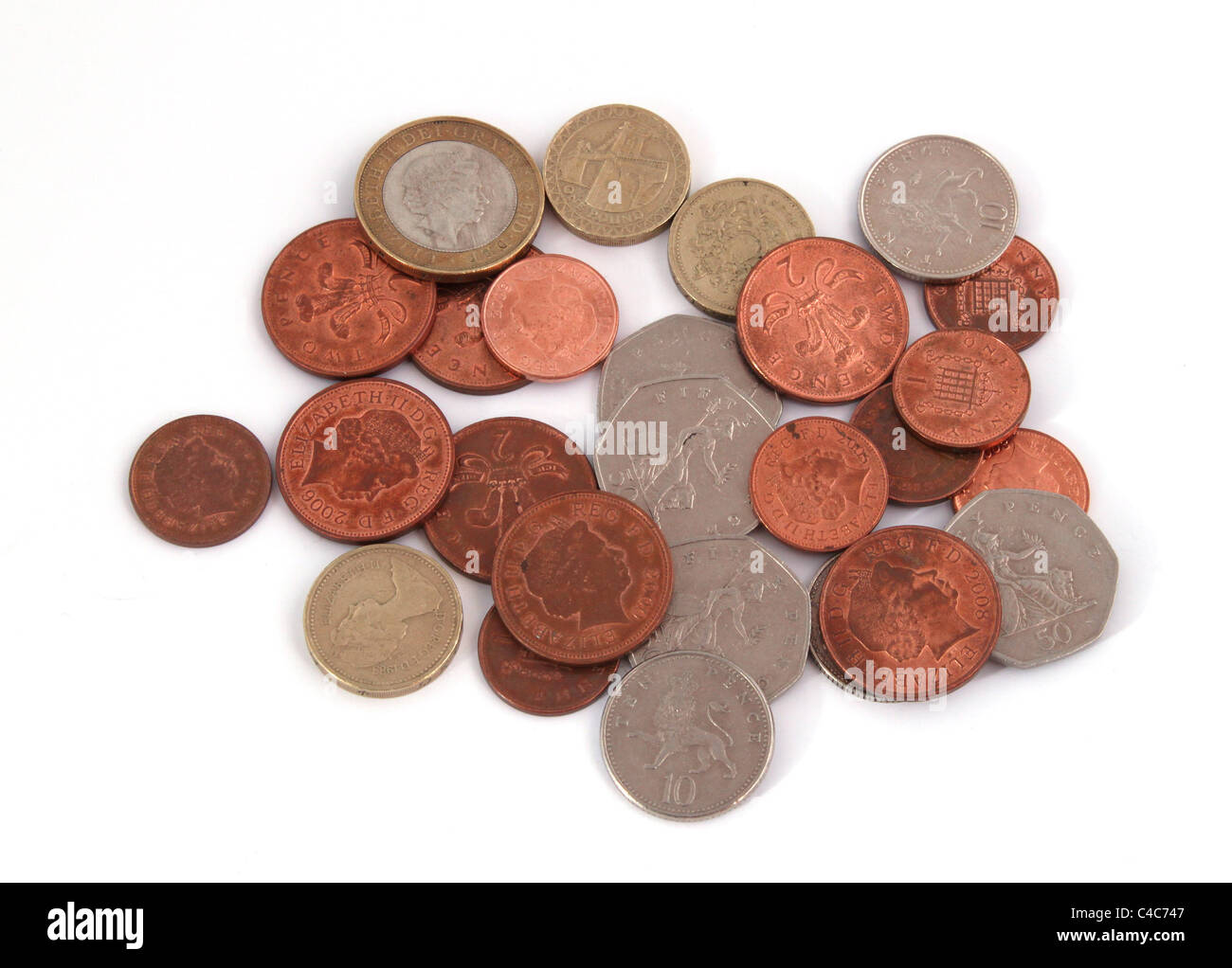 British (uk) currency on a plain background Stock Photo