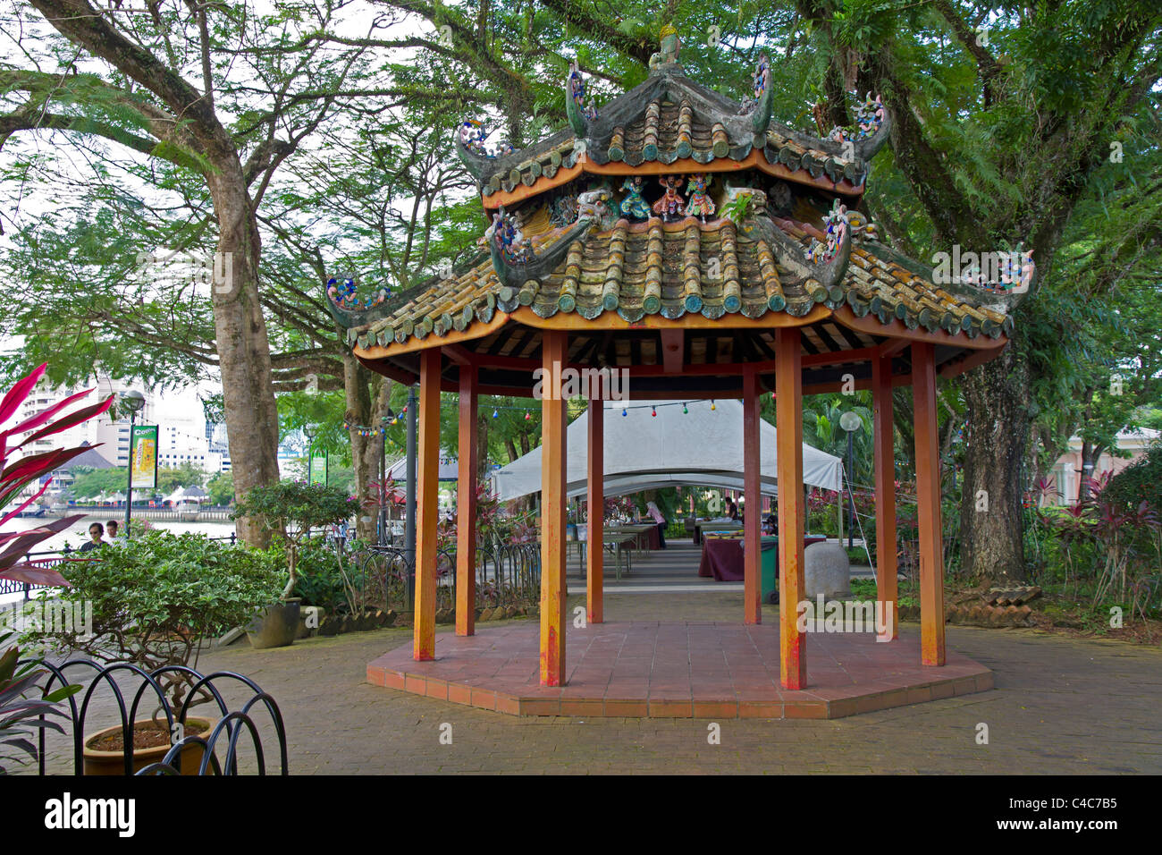 Chinese Pavilion on the Kuching waterfront Stock Photo