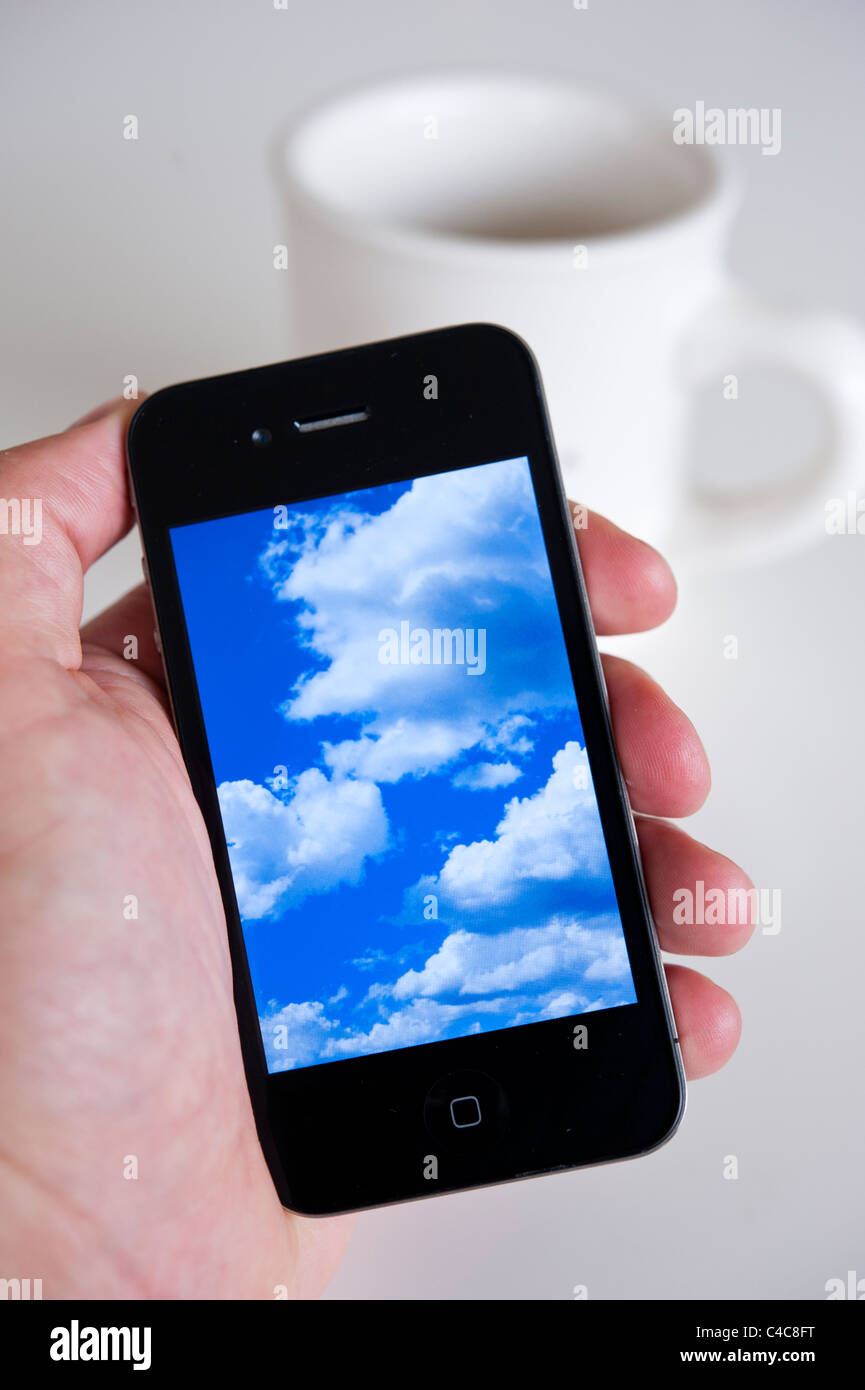 iCloud cloud computing concept on an  smart phone Stock Photo