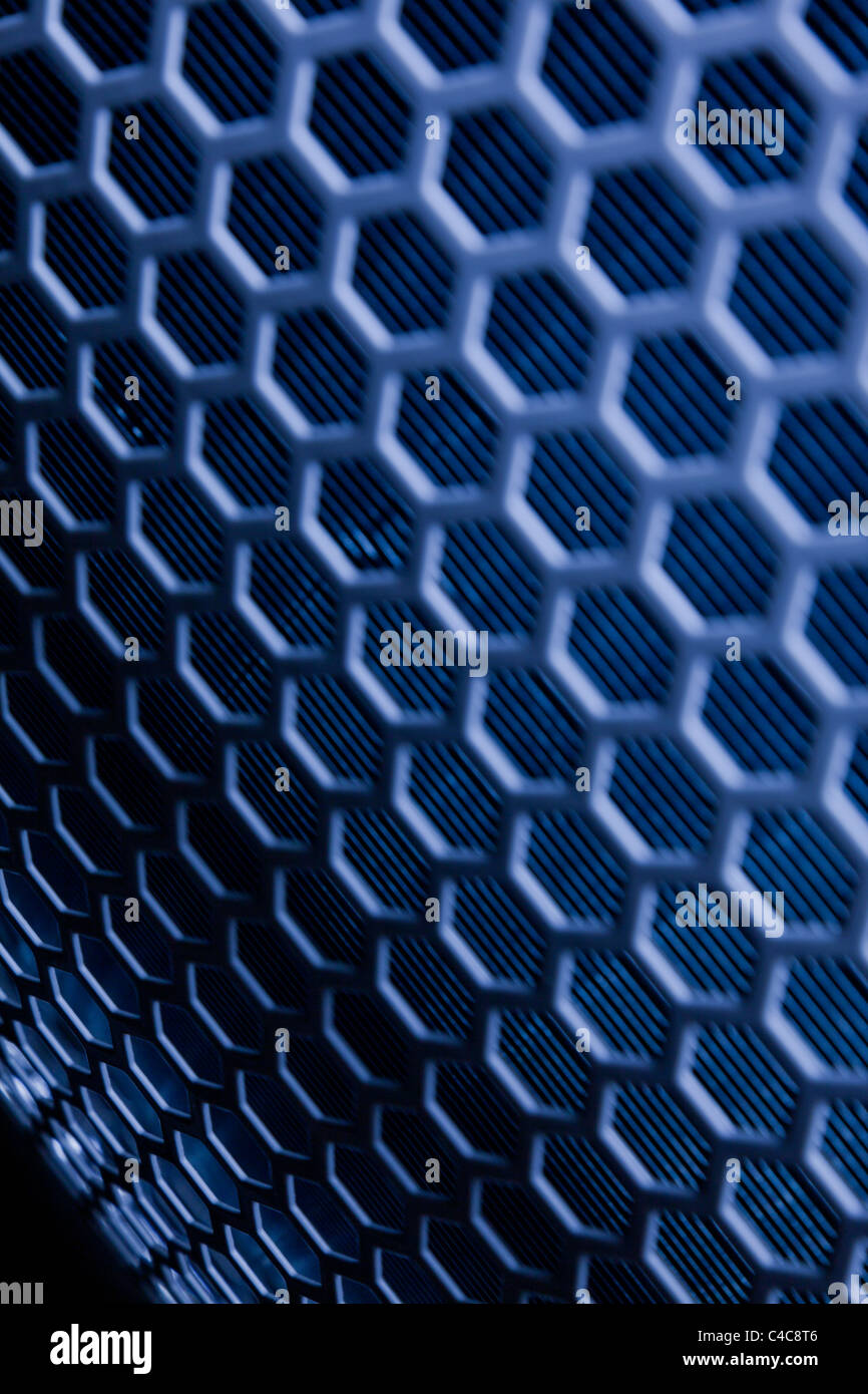 Dark blue Metal Mesh texture closeup shot Stock Photo