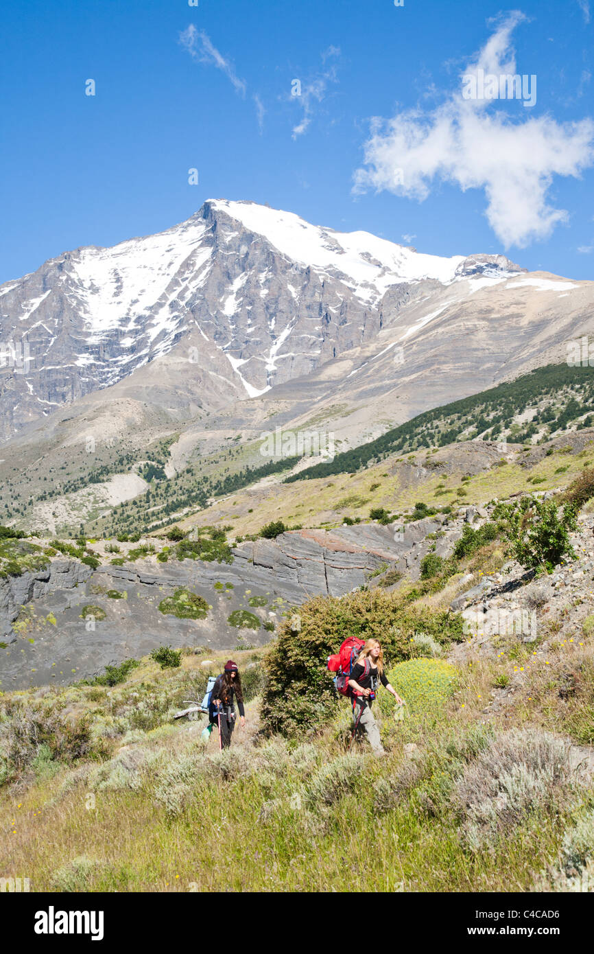 Trekking, Torres del Paine National Park, Chile Stock Photo