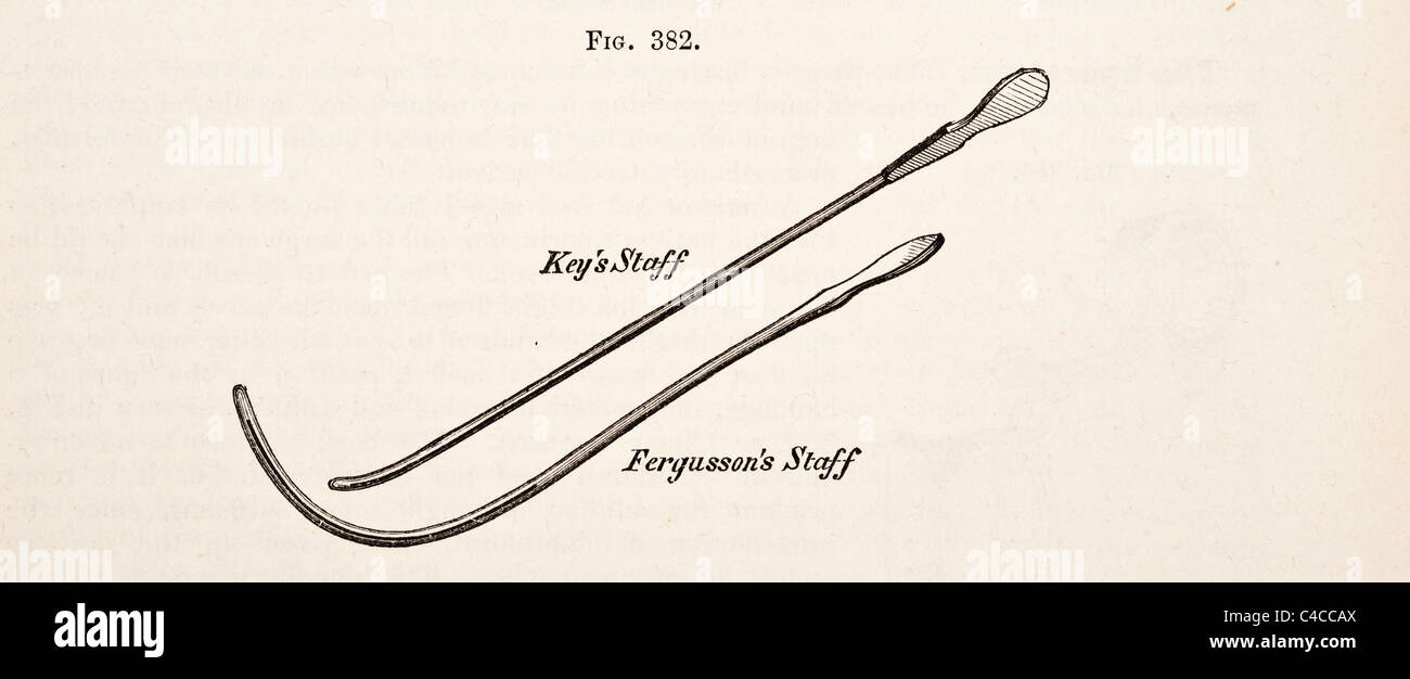 Antique Illustration of Surgical Tools and Medical Apparatus Stock