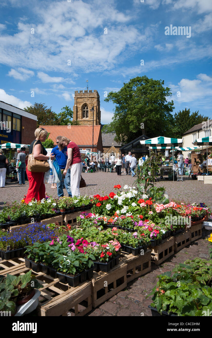 Market Rasen Gardeners Market, held in the Market Square, Market Rasen, Lincolnshire, England, UK. Stock Photo