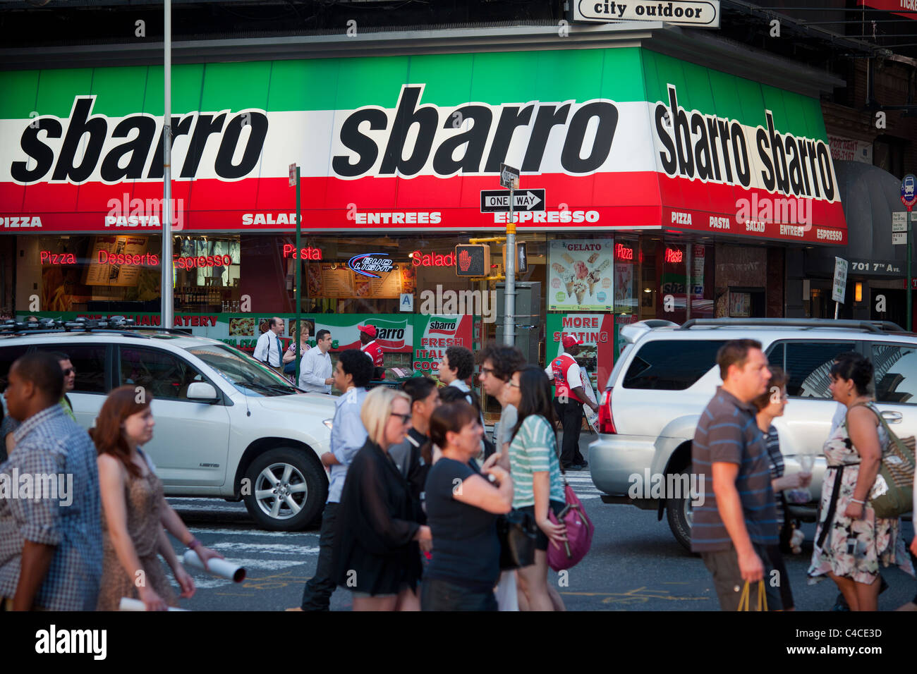 A Sbarro's restaurant in Times Square in New York Stock Photo