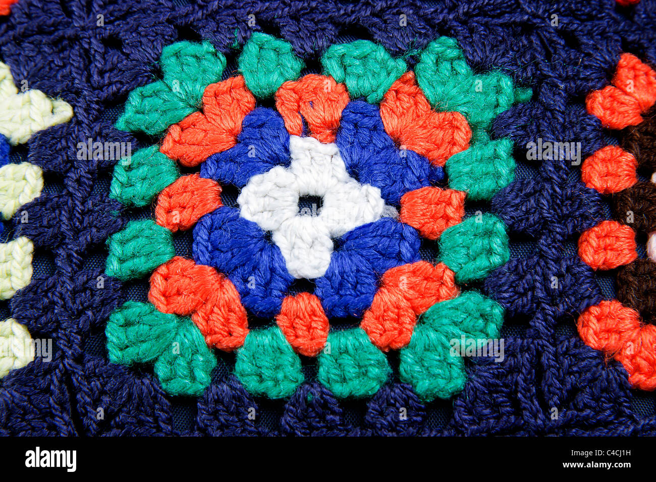 Traditional Crocheted Granny Square Blanket Stock Photo Alamy
