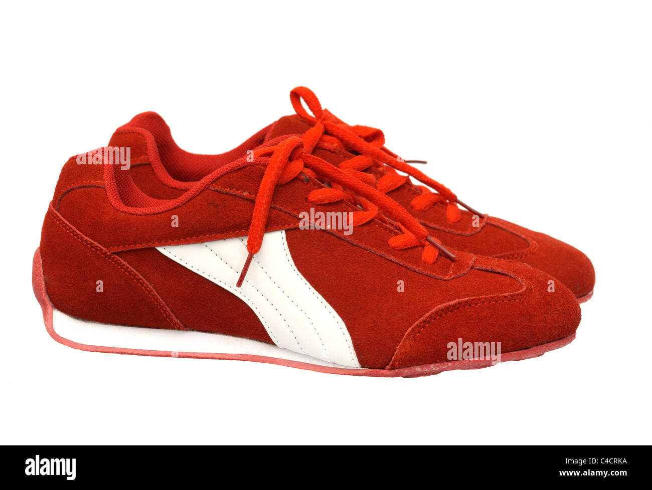 red sport shoes isolated on white background Stock Photo Alamy