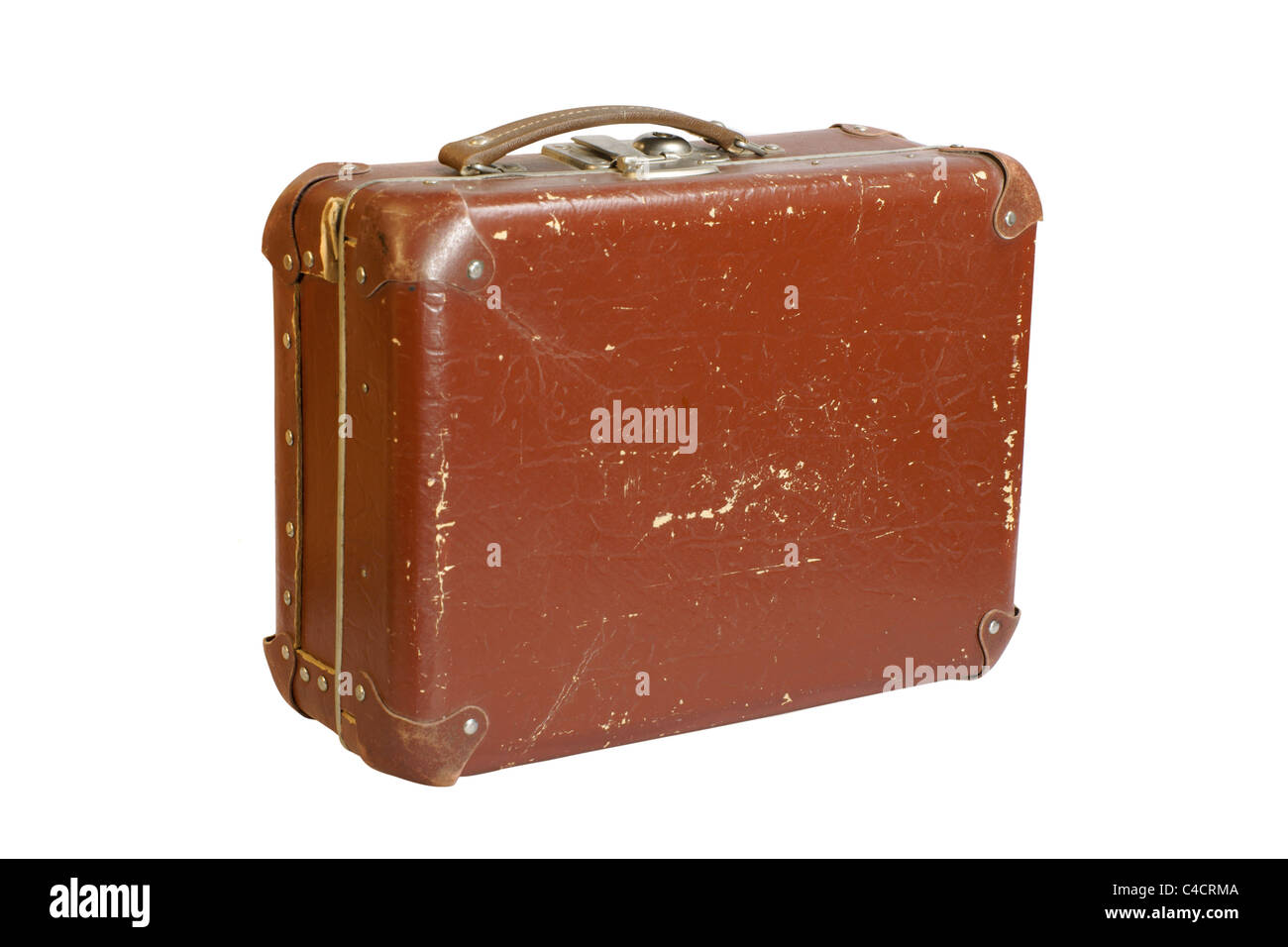 old scratched suitcase isolated on 