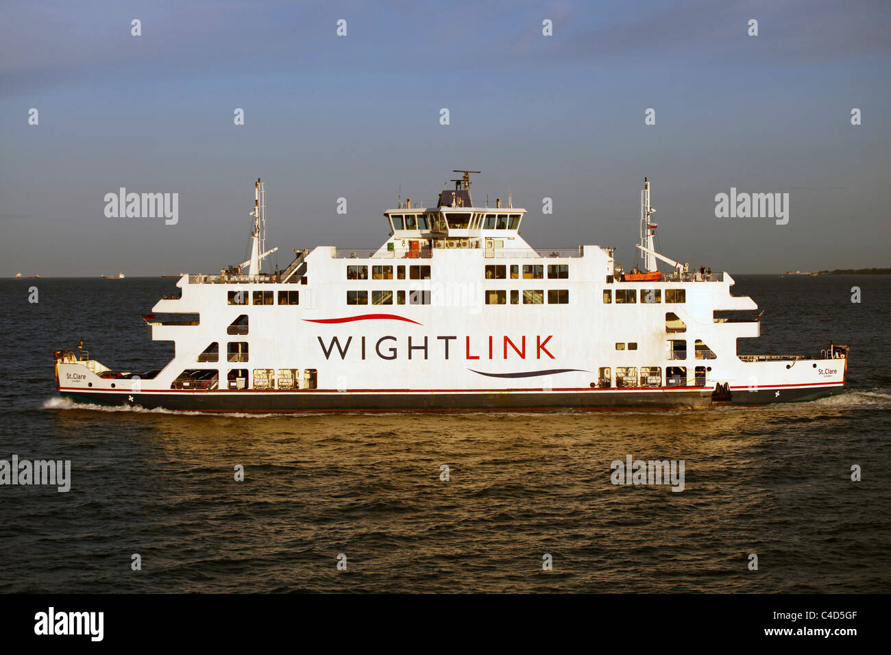 Wightlink cross Solent ferry sailing to the Isle of Wight, England Stock Photo