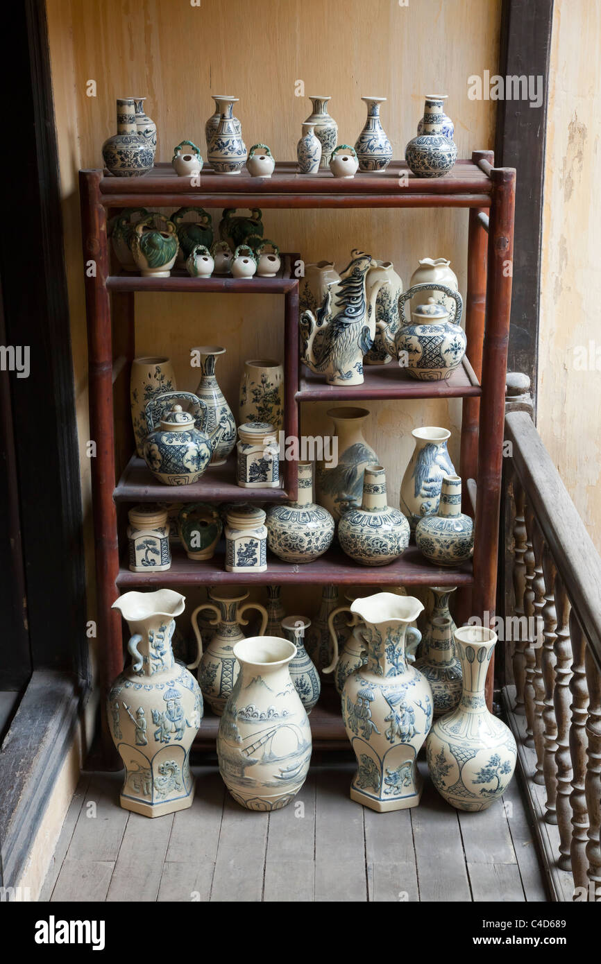 Antique Chinese pottery vases on display Stock Photo