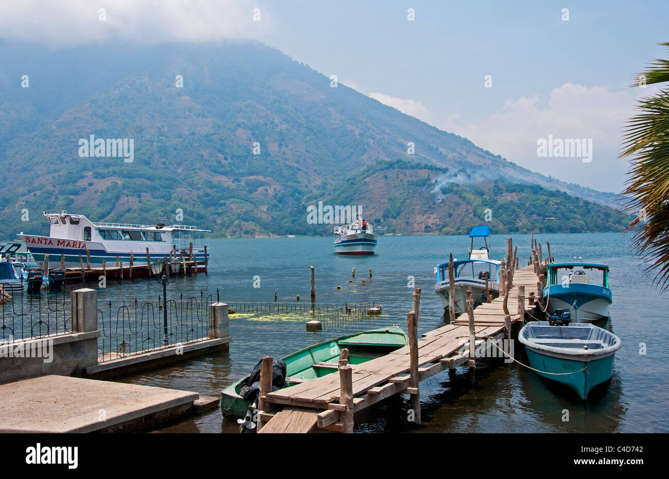 Panajachel ferry dock on Lake Atitlan, Guatemala Stock Photo