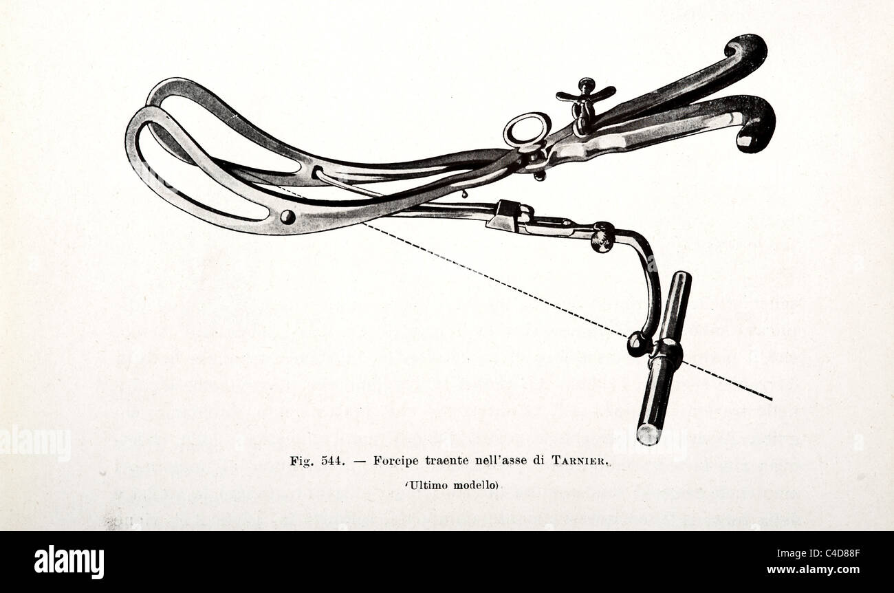 Antique Illustration of Surgical Tools and Medical Apparatus Stock