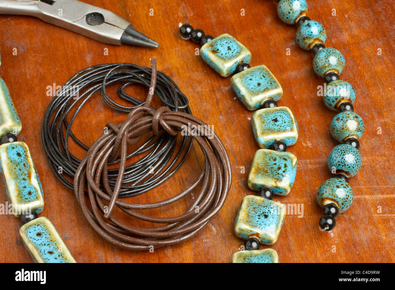 Seen here is a close up of jewelry making and jewelry making equipment. Stock Photo