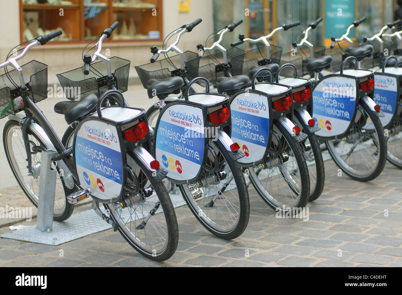 City bicycles Wroclaw Poland Stock Photo