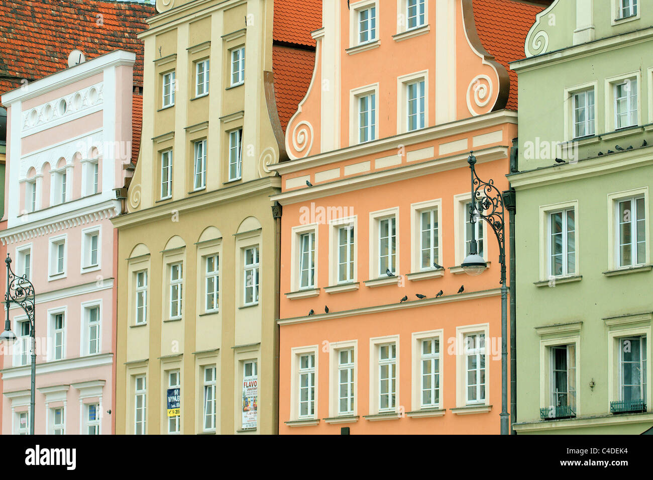Wroclaw Colorful facades of tenement houses Stock Photo