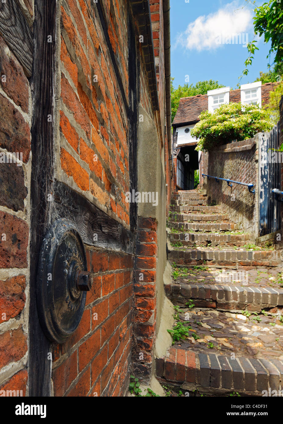 Old steps in a Reigate alley. Stock Photo