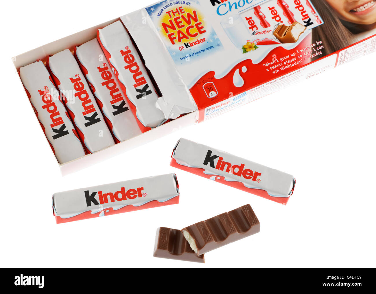 Pack of 16 Kinder mini treats chocolate covered bars Stock Photo