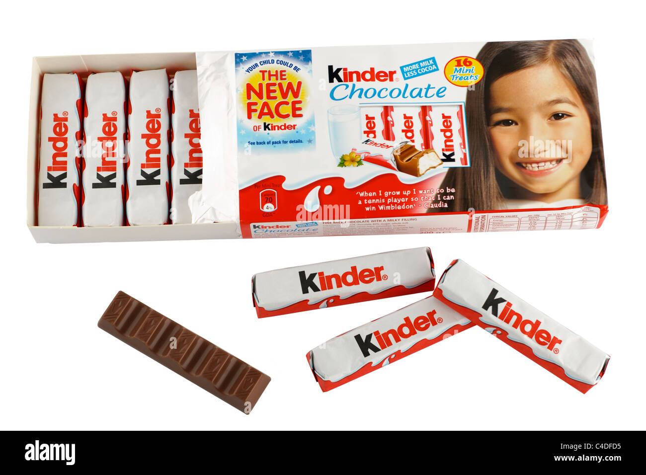Pack of 16 Kinder mini treats chocolate covered bars Stock Photo
