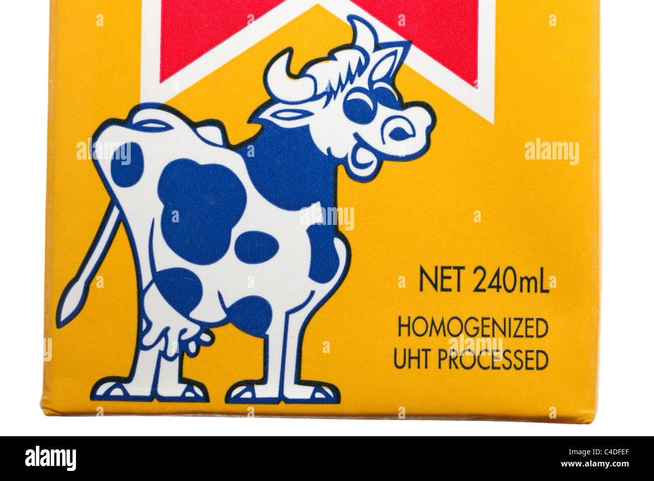 Homogenized UHT processed on a 240ml carton of Serge Island Egg Nog Stock Photo