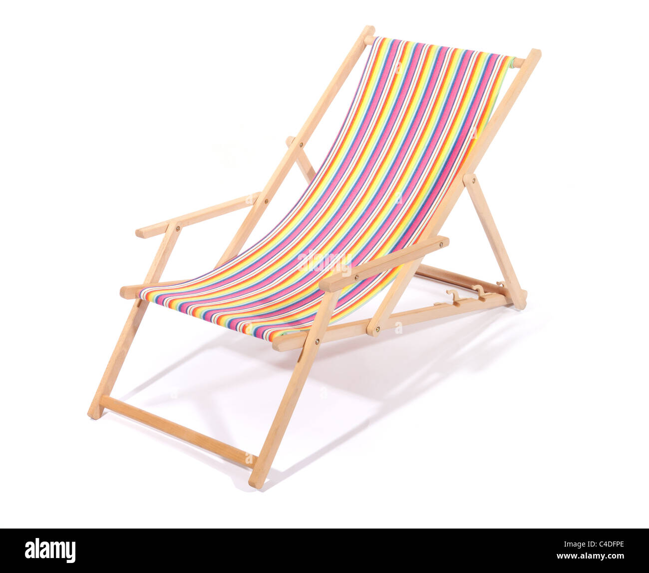 Wooden deck chair isolated on white Stock Photo Alamy