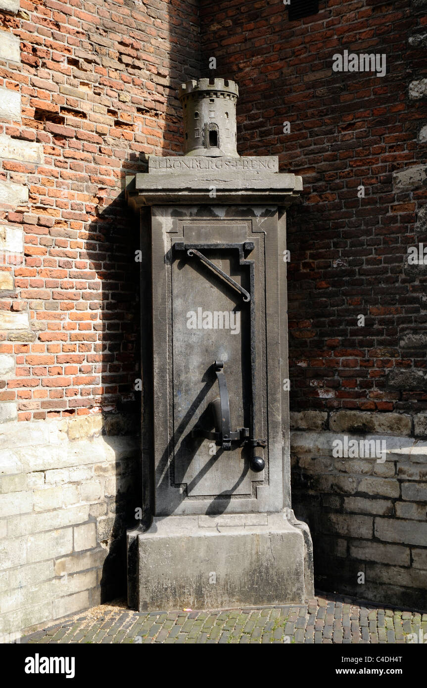 Old wooden water pump, Leiden, Holland Stock Photo