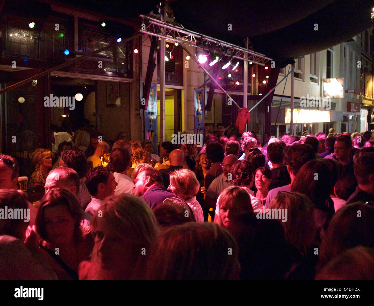 the Jazz Festival in Breda, the Netherlands that attract thousands of people. Cafe 'de Bommel' at night Stock Photo