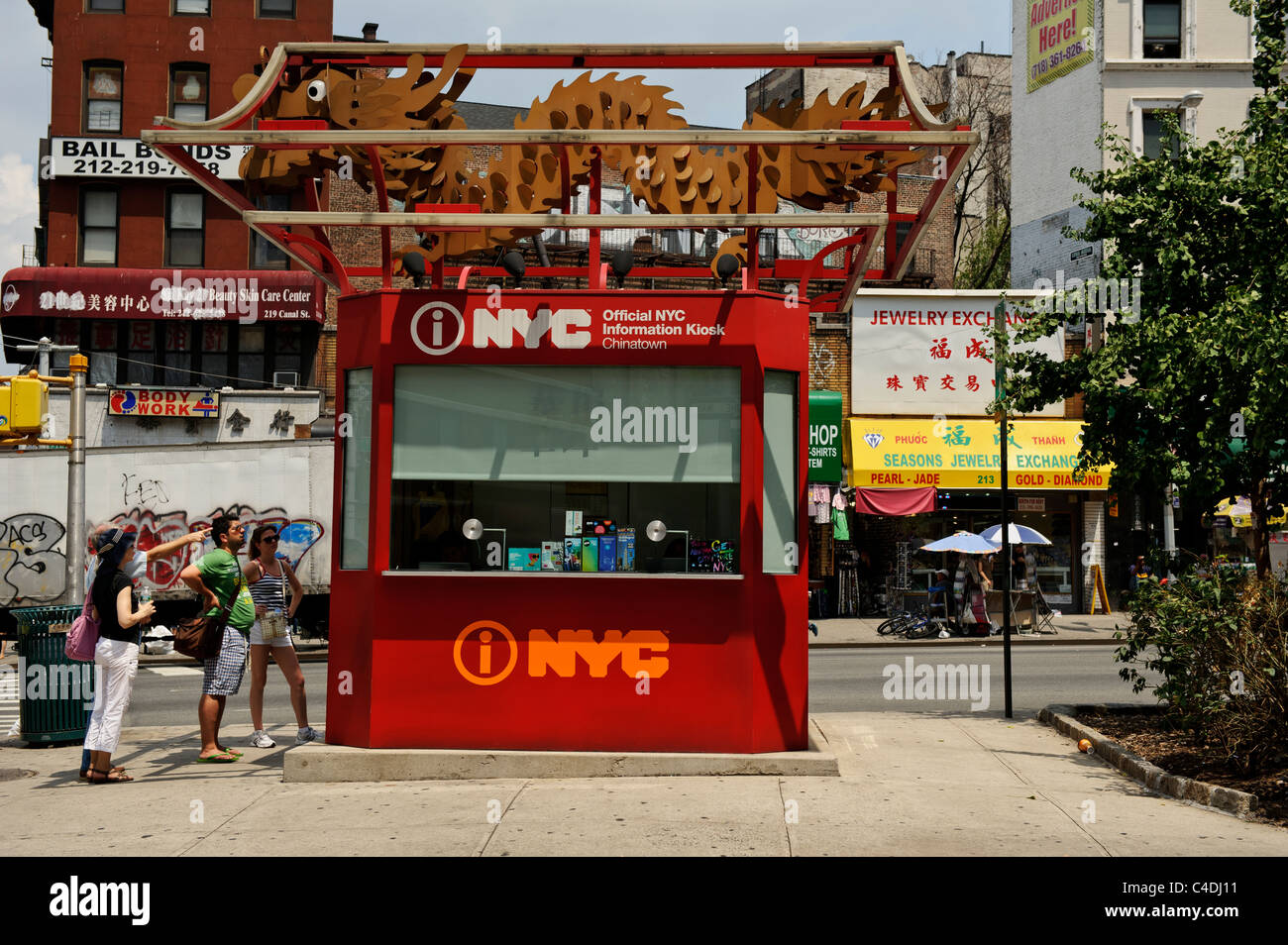 Tourists Information office in Chinatown, New York City, USA. Stock Photo