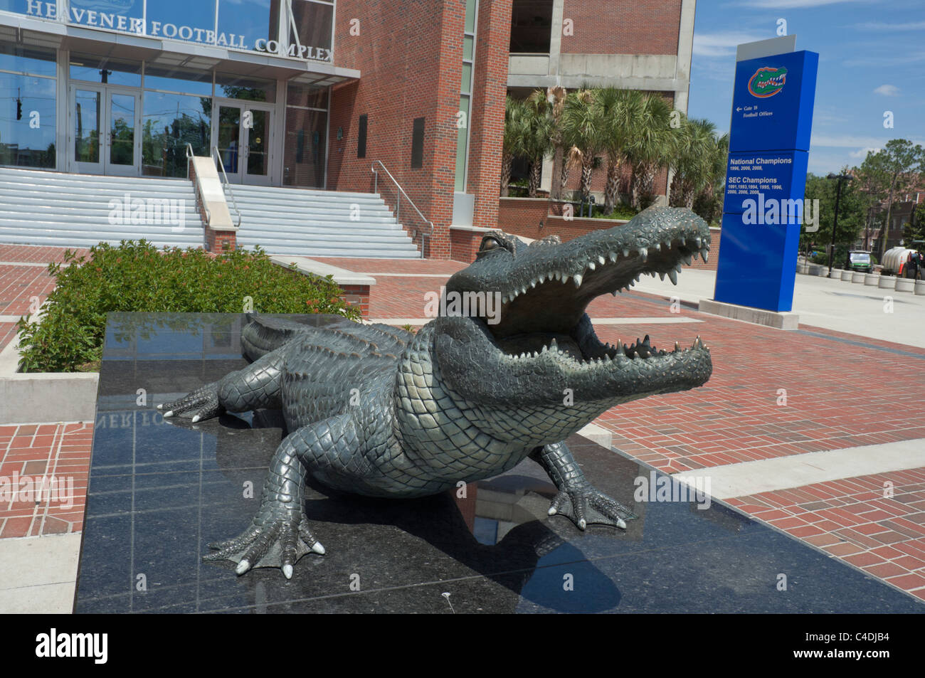 Bull Gator Plaza at the Heavener Football complex and Ben Hill Griffin Stadium on the University of Florida Campus Gainesville Stock Photo