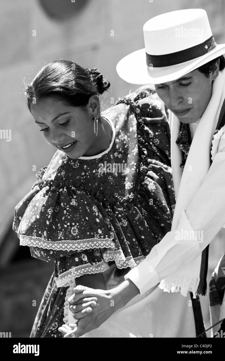 Dancers performing a traditional Colombian dance. Paipa, Boyacá, Colombia, South America. Stock Photo