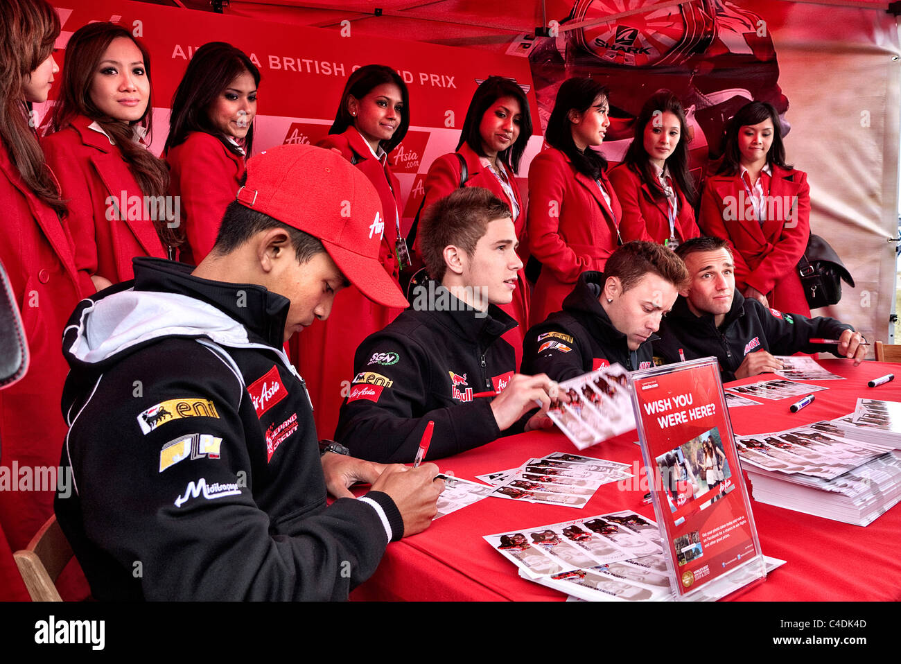 Ajo Moto GP team rider signing at Air Asia British GP Silverstone Stock Photo