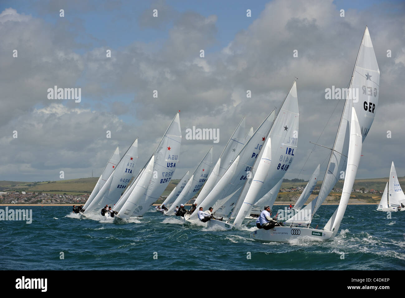London 2012 Olympic Games Sailing Venue, Star class yachts in action during a Regatta on
