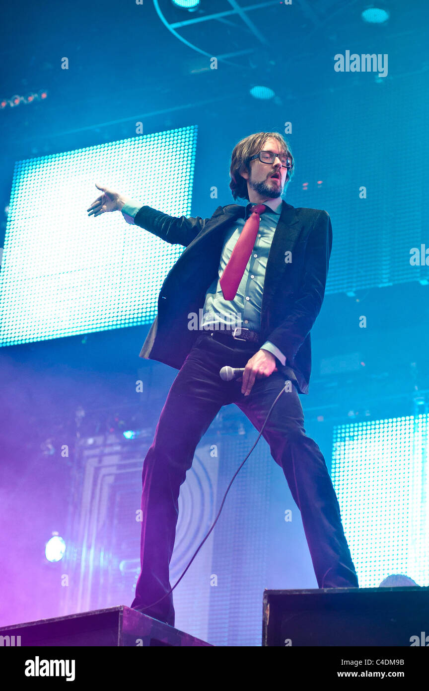 Pulp plays the Isle of Wight Festival 2011, Newport on 11th June 2011. Persons pictured: Jarvis Cocker. Picture by Julie Edwards Stock Photo