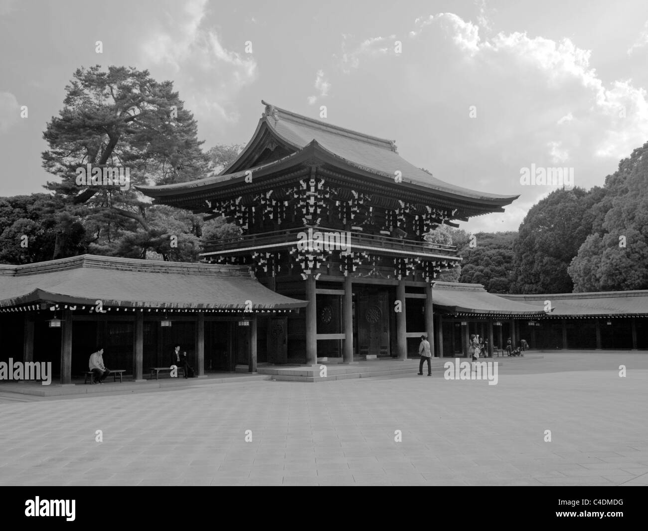 The inner gate of the Meiji Shrine, Tokyo Stock Photo
