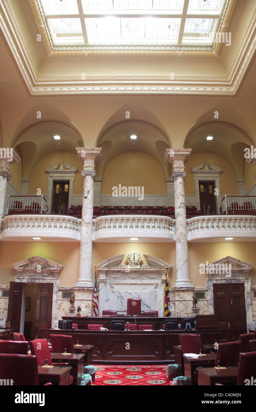 Interior of the Maryland Senate chamber, in the State House (capitol), Annapolis Stock Photo