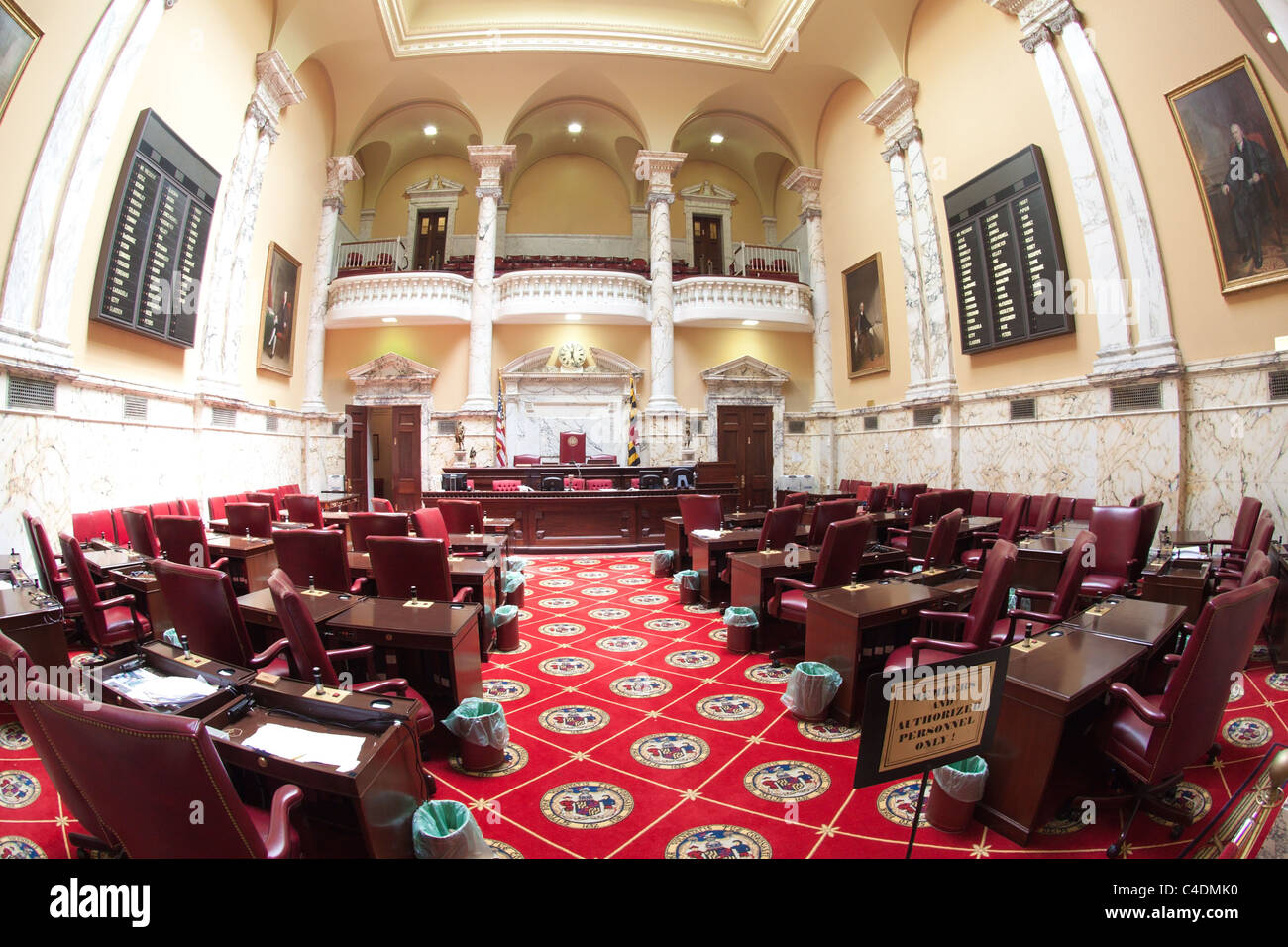 Interior of the Maryland Senate chamber, in the State House (capitol), Annapolis Stock Photo