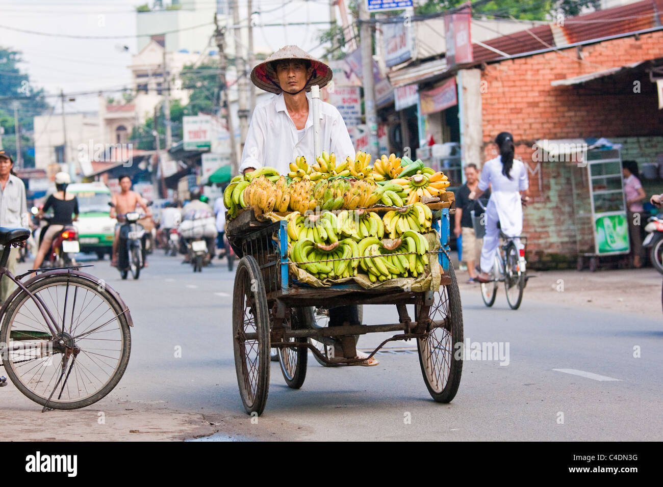 Street vendor selling Bananas Stock Photo