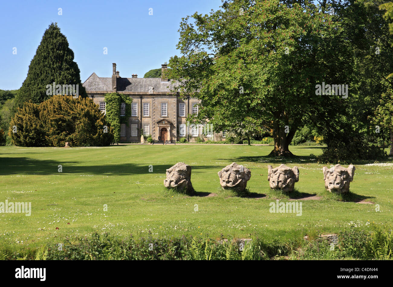Dragon's head sculptures outside Wallington Hall, Northumberland