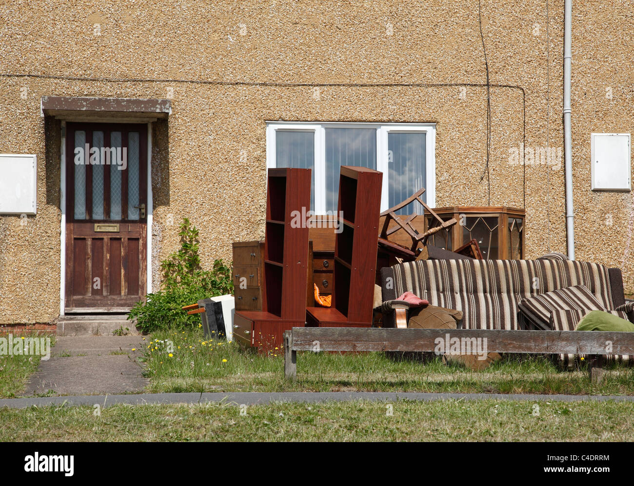 Old furniture left outside a house in Nottingham, England, U.K Stock