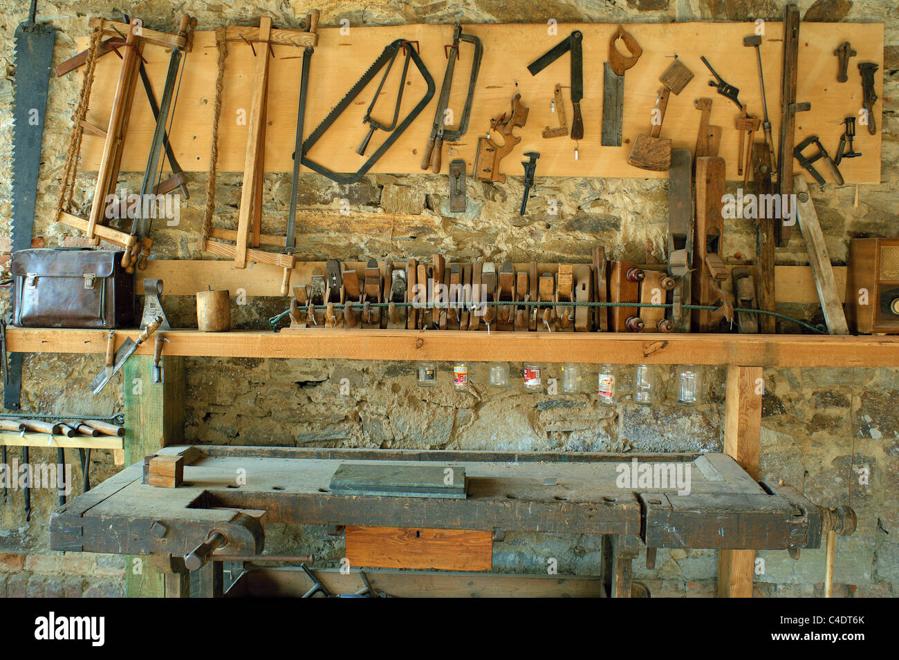 Carpenter's joiner's old joinery tool room Stock Photo Alamy
