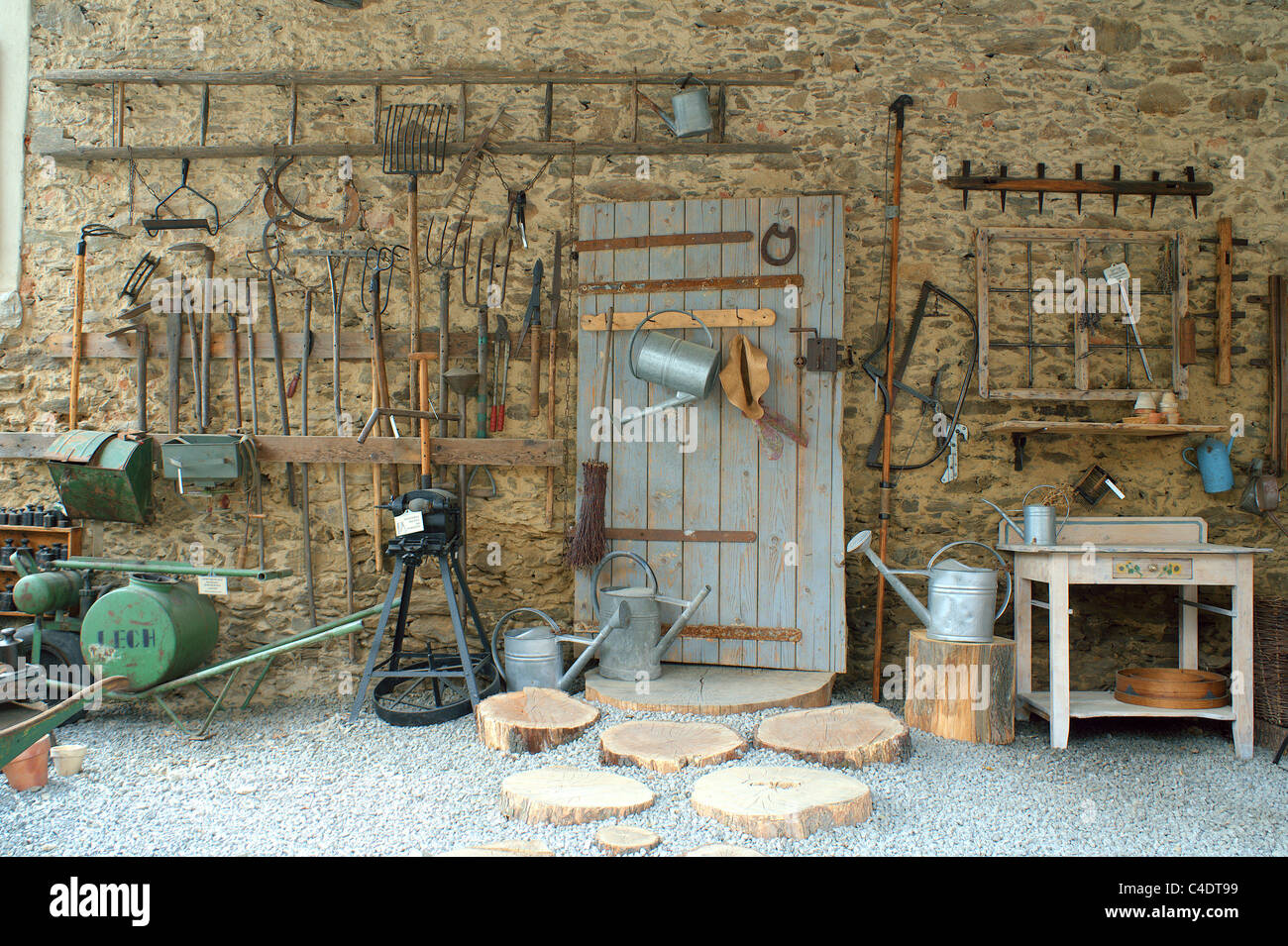 Gardener's old workshop tool room Stock Photo