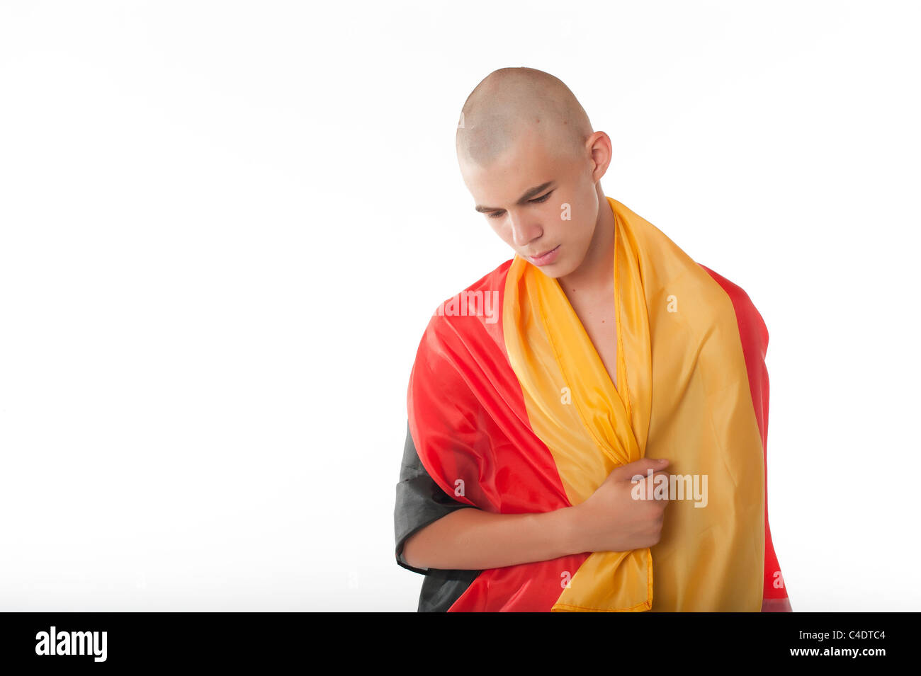 German Soccer Fan Cheering With Germany Flag Stock Photo