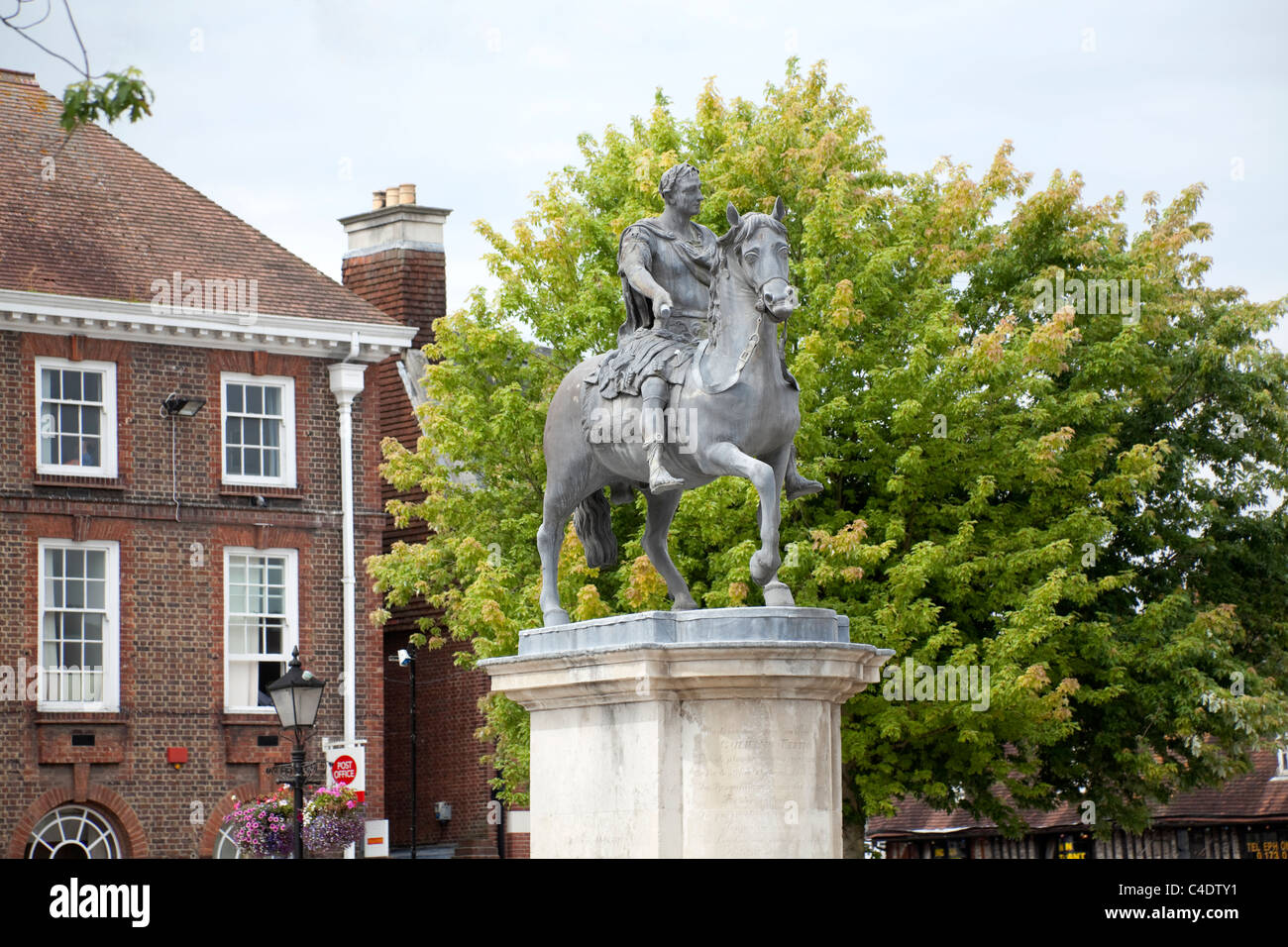 Equestrian statue of King William III in centre of Petersfield Hampshire England Stock Photo
