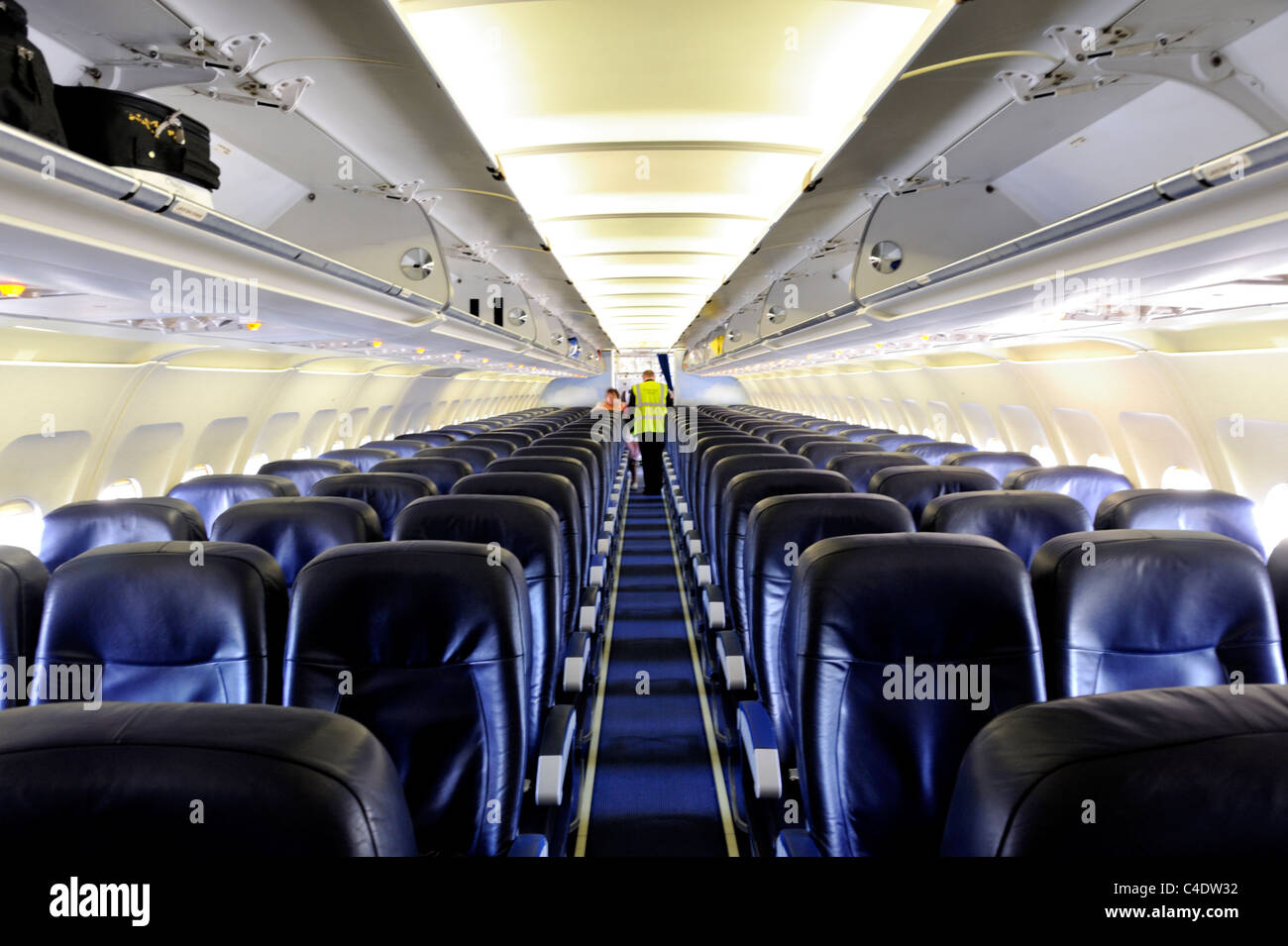 Airbus A320 Inside Passenger Cabin On Tourist Class Charter