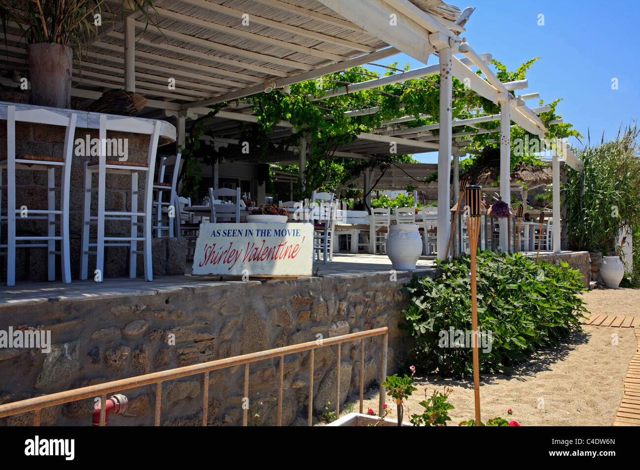 Shirley Valentine Taverna Agios Ioannis Mykonos Cyclades Island Greece EU  European Union Europe Stock Photo - Alamy