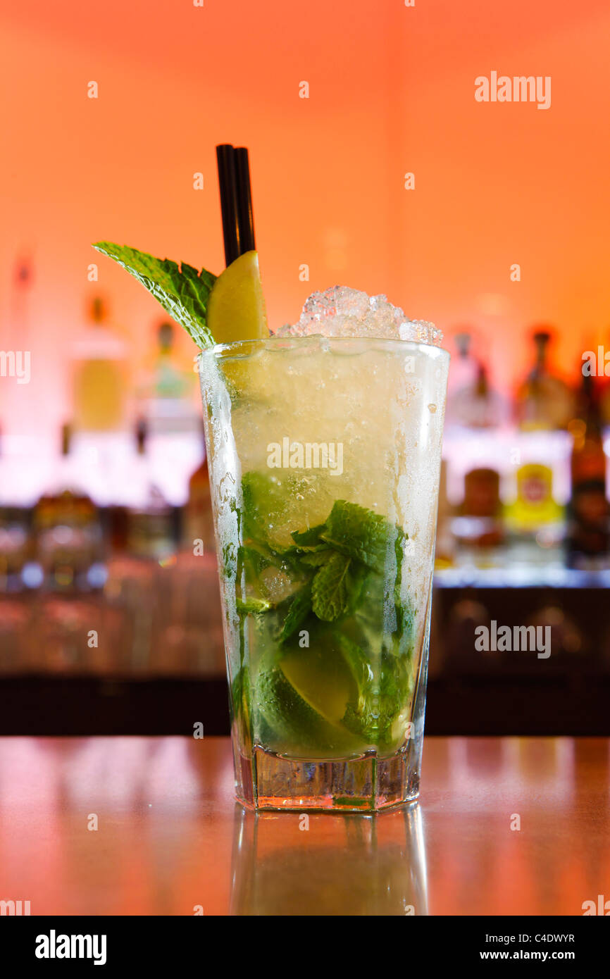 Mojito cocktail on a bar in a club in Birmingham Stock Photo Alamy