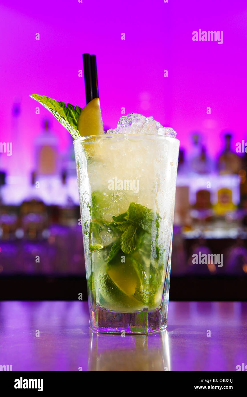 Mojito cocktail on a bar in a club in Birmingham Stock Photo Alamy