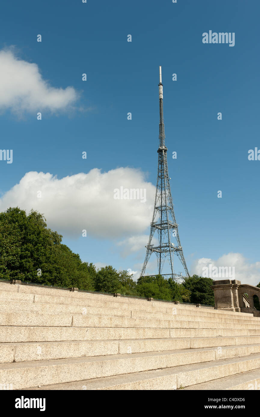 The Italian Terraces, ruins of the Crystal Palace, TV mast in the background Stock Photo