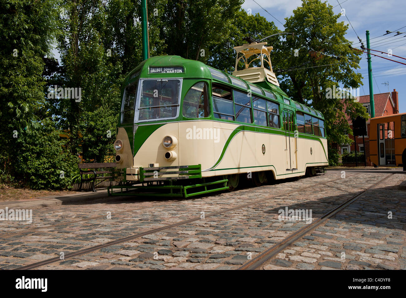 Vintage Electric tram at Transport Museum UK vintage transport Stock Photo