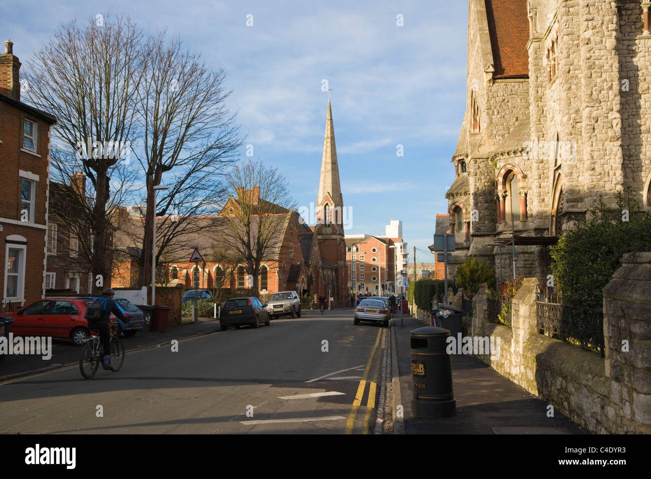 Watlington Street with Wesley Methodist Church, Reading, Berkshire, UK Stock Photo